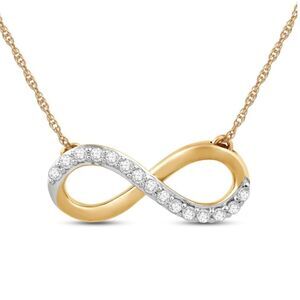 10K 1/10 Cttw Natural Diamond Infinity Pendant Necklace